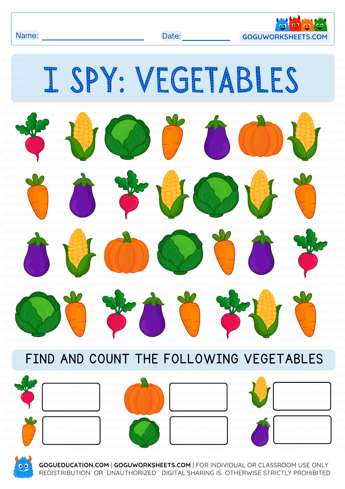 I Spy: Vegetables – Find and Count