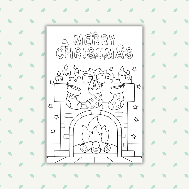 Christmas Coloring Worksheet Fireplace