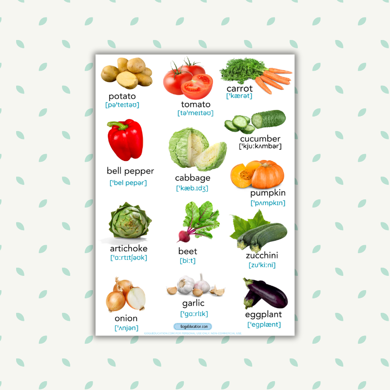 ESL Vocabulary Vegetables