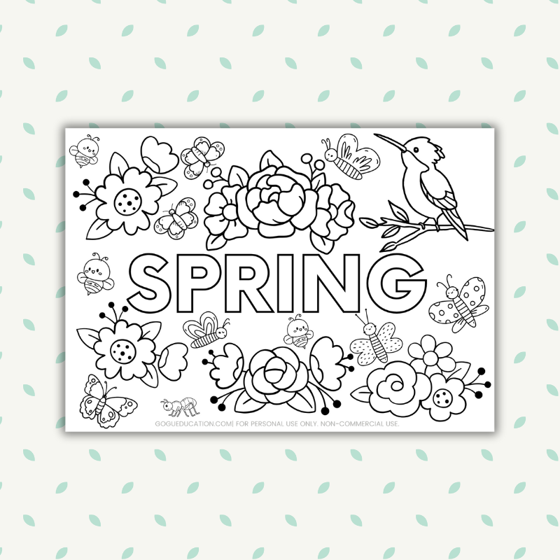English Coloring Worksheet Spring Word