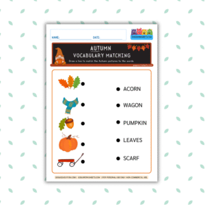 Gogu Education - English Autumn Vocabulary Matching Worksheet Gogu Worksheets