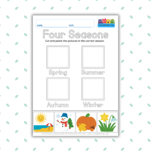 English Worksheet Cut and Paste Coloring Four Seasons Gogu Education