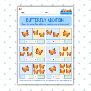 Math Worksheet - Butterfly Addition