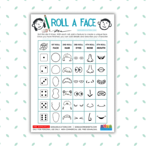 Roll A Face Game Worksheet Gogu Education