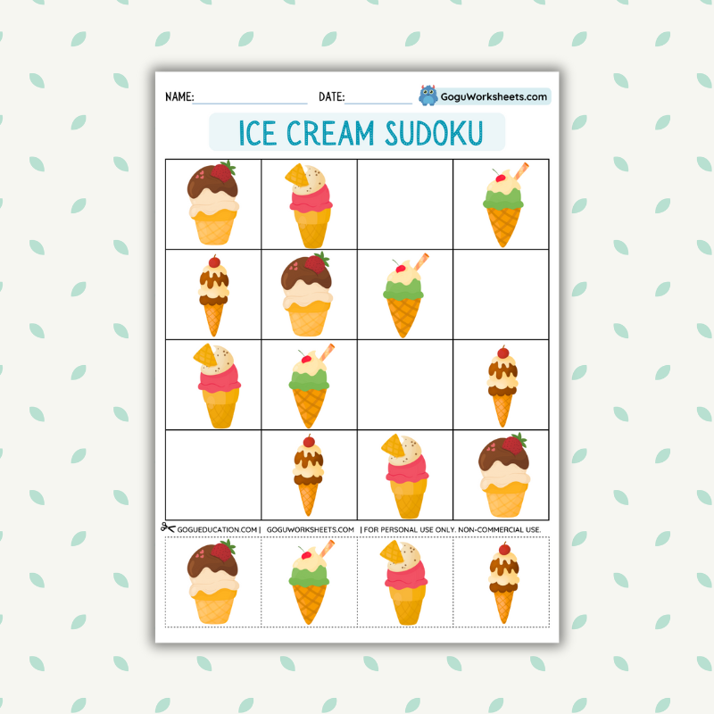 Ice Cream Sudoku Fun Logic Puzzle for Kids