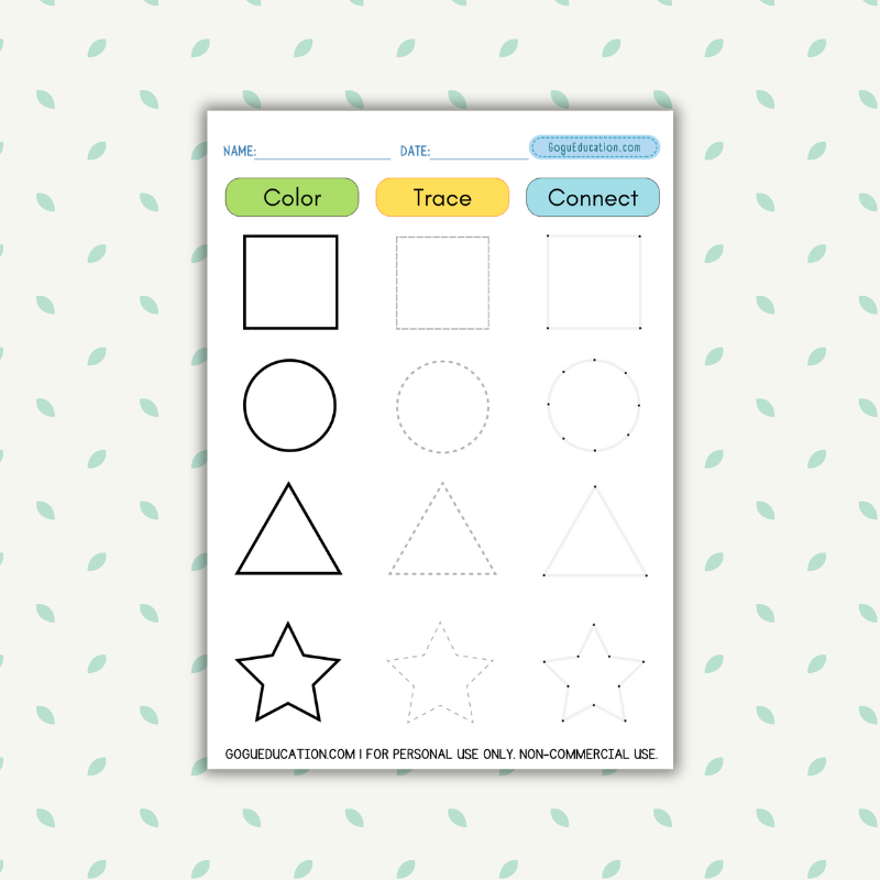 Learning Basic Shapes Worksheet Gogu Education