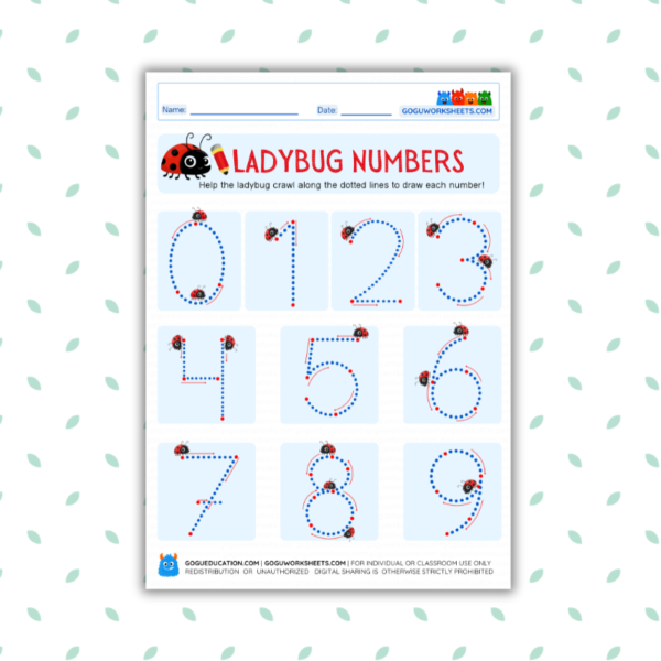 Teach children the correct way to write their numbers with this interactive Ladybug Number Tracing Worksheet. Designed specifically for early learners (Preschool through Grade 1), this printable resource goes beyond simple tracing by providing visual cues for every stroke.