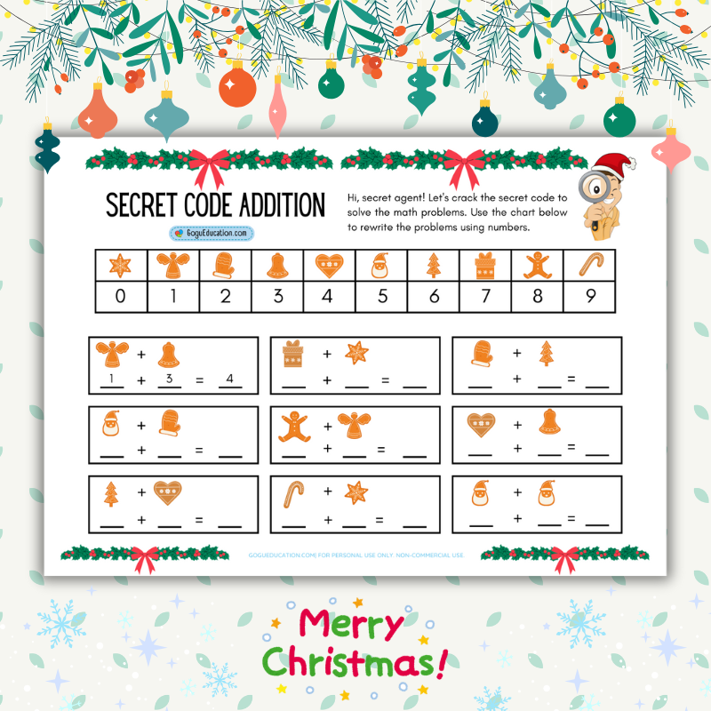 Math Worksheet Addition Secret Code Gogu Education